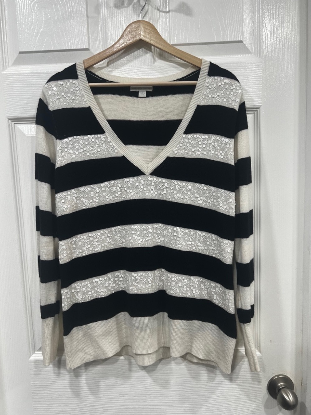 New York and Company Sequin Stripe Sweater